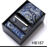 Conjunto de Gravata Paisley Azul Claro